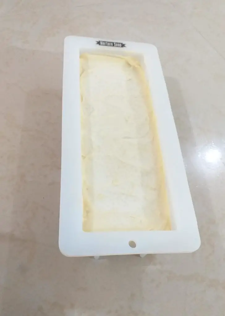 Shea Butter Bastille Soap in the mold