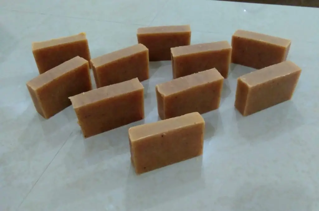 Cut bars of Turmeric and Ginger soap