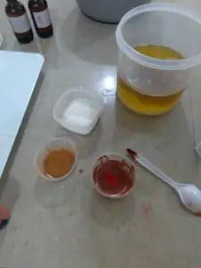 Mixing micas for wine soap