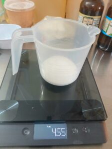Weighing sodium hydroxide to make handmade soap