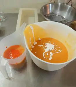 Adding Colourants to Papaya and Coconut Handmade Soap 